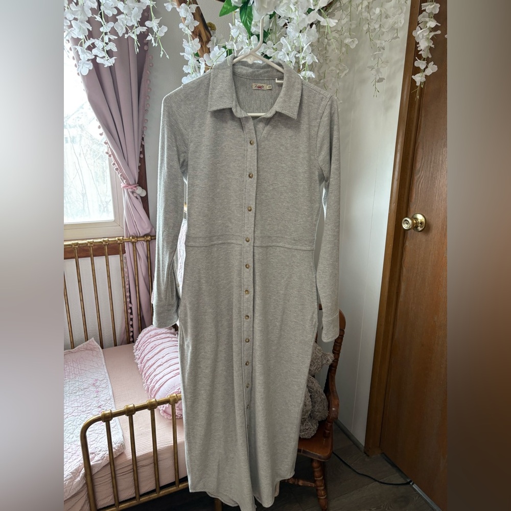 Faherty Legend Light Heather Gray Button-Front Ma… - image 3